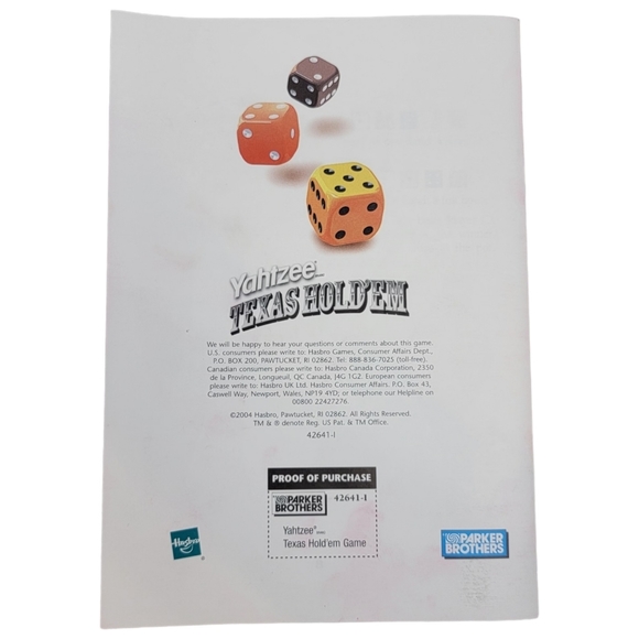 Yahtzee Texas Hold'Em Replacement Game Guide - Parker Brothers 2004 - Picture 2 of 2